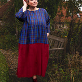 The Doddle Dress in Blue/Burgundy