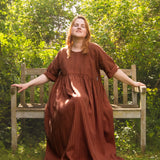The Everything Dress in Brown Stripe Tencel