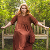 The Everything Dress in Brown Stripe Tencel