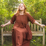 The Everything Dress in Brown Stripe Tencel