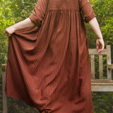 The Everything Dress in Brown Stripe Tencel