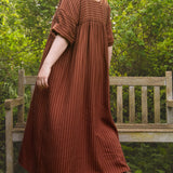 The Everything Dress in Brown Stripe Tencel