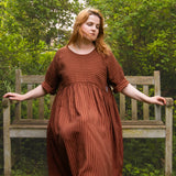 The Everything Dress in Brown Stripe Tencel