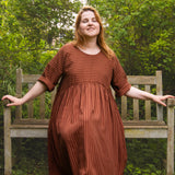 The Everything Dress in Brown Stripe Tencel