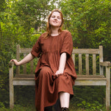 The Everything Dress in Brown Stripe Tencel