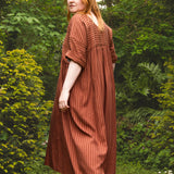 The Everything Dress in Brown Stripe Tencel
