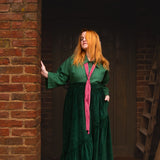 The Gathered Skirt in Green Velvet