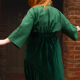 The Gathered Skirt in Green Velvet