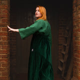 The Gathered Skirt in Green Velvet