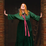 The Gathered Skirt in Green Velvet