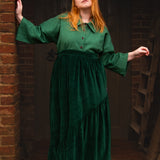 The Gathered Skirt in Green Velvet