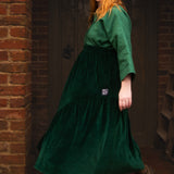 The Gathered Skirt in Green Velvet