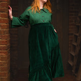 The Gathered Skirt in Green Velvet