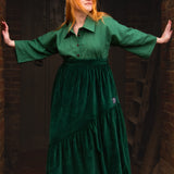 The Gathered Skirt in Green Velvet