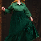 The Gathered Skirt in Green Velvet