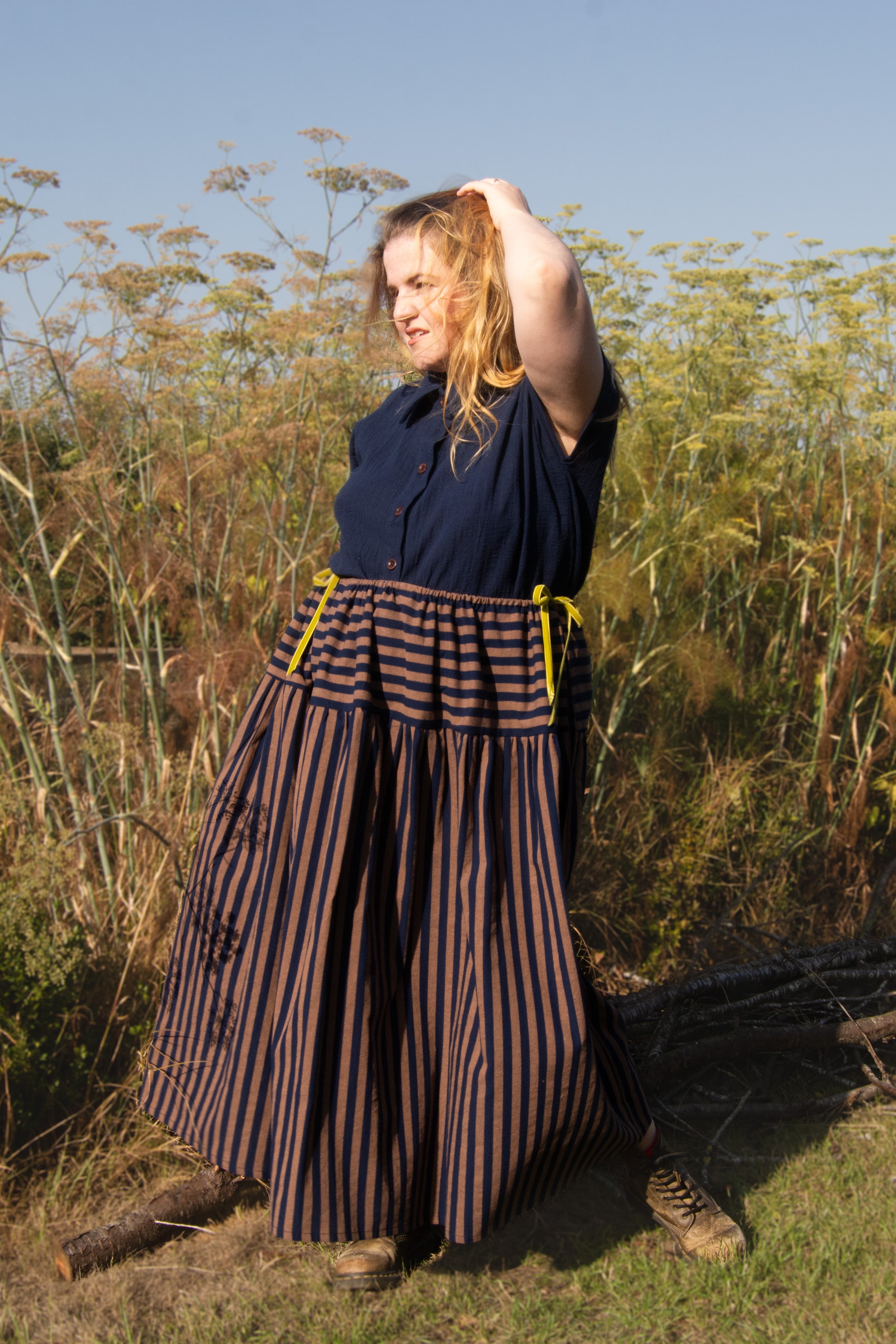 The Oak Skirt - Navy stripe - House of Flint