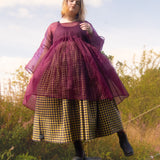 The Oak Skirt - Yellow/Navy Vichy check