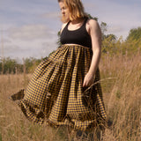 The Oak Skirt - Yellow/Navy Vichy check