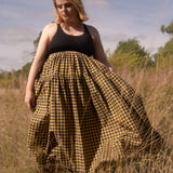 The Oak Skirt - Yellow/Navy Vichy check