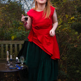 The Fold Top in Red Linen