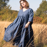 The Double Take Dress in Jeans Blue linen
