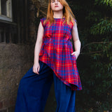 The Fold Top in Red Brushed Cotton Check