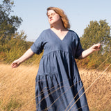 The Double Take Dress in Jeans Blue linen