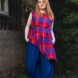 The Fold Top in Red Brushed Cotton Check