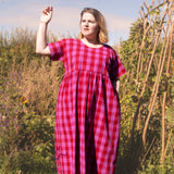 The Doddle Dress in Pink + Red check