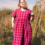The Doddle Dress in Pink + Red check
