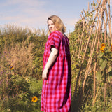 The Doddle Dress in Pink + Red check