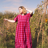 The Doddle Dress in Pink + Red check