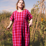 The Doddle Dress in Pink + Red check