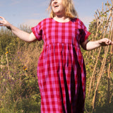 The Doddle Dress in Pink + Red check