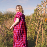 The Doddle Dress in Pink + Red check