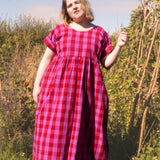 The Doddle Dress in Pink + Red check
