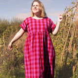 The Doddle Dress in Pink + Red check