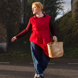 The Fold Top in Red Linen