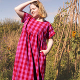 The Doddle Dress in Pink + Red check