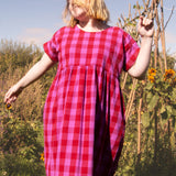 The Doddle Dress in Pink + Red check