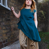 The Fold Top in Teal Linen