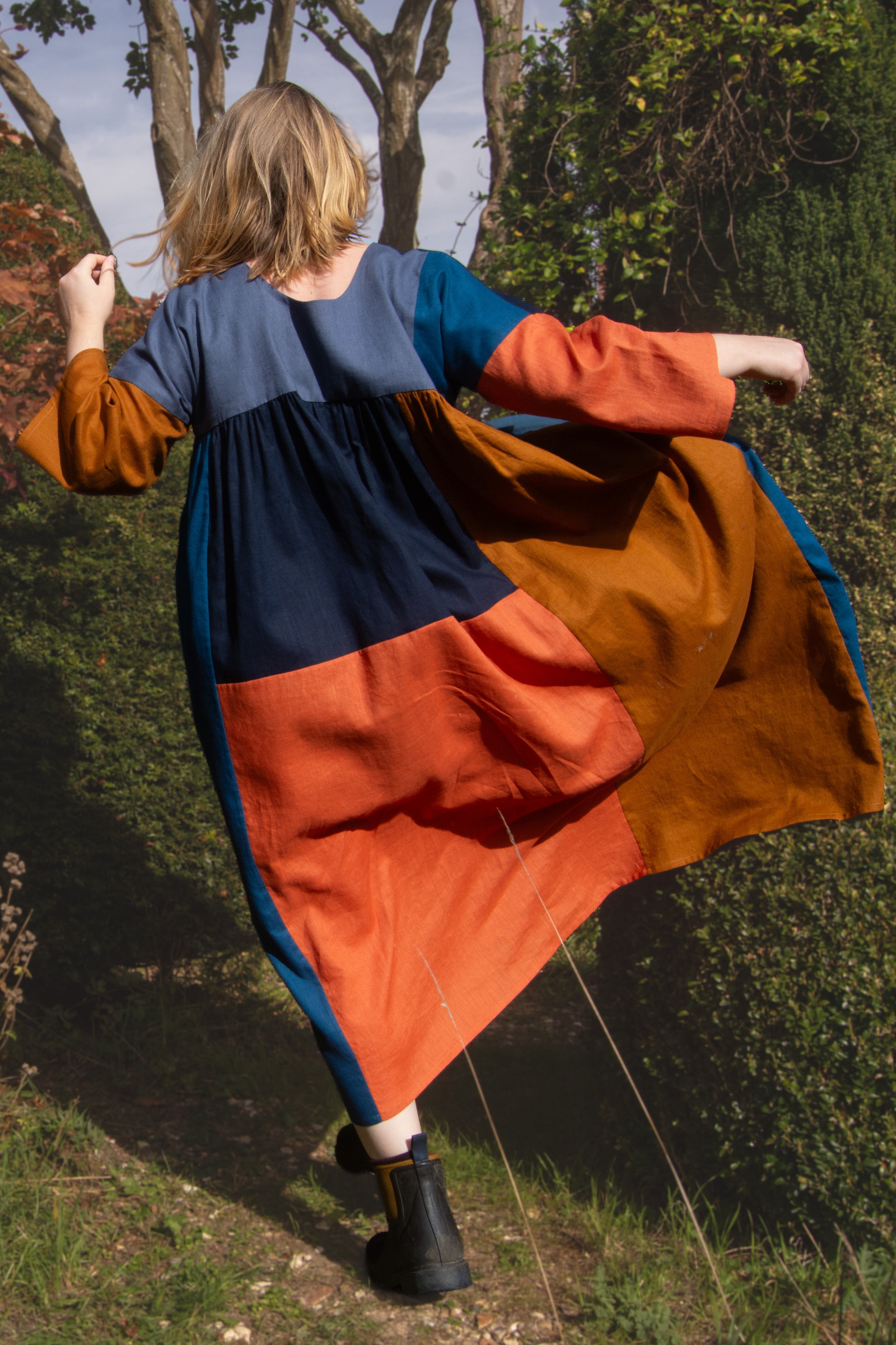 The Patchwork Everything Dress in Autumn linens - House of Flint