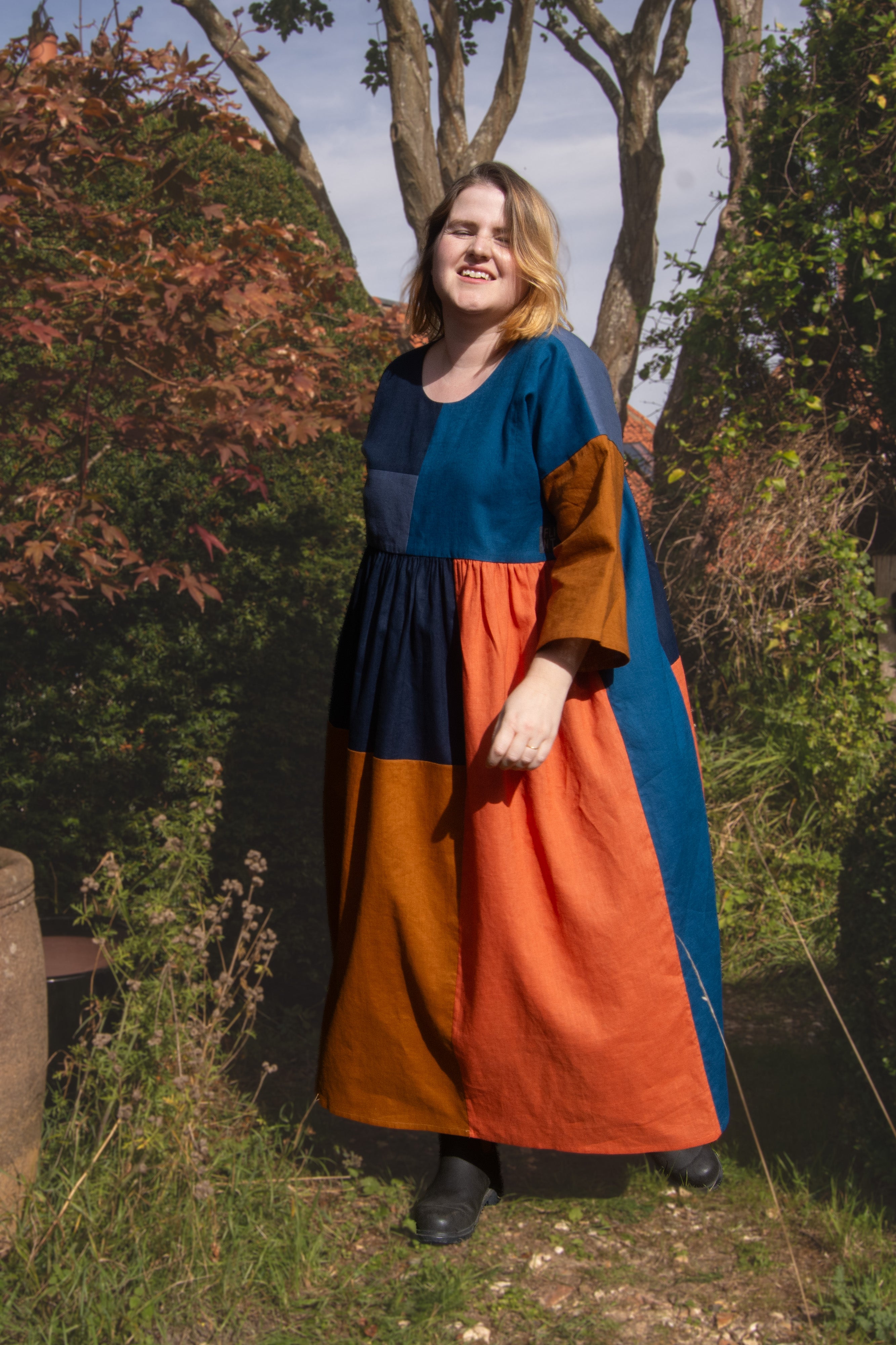 The Patchwork Everything Dress in Autumn linens - House of Flint