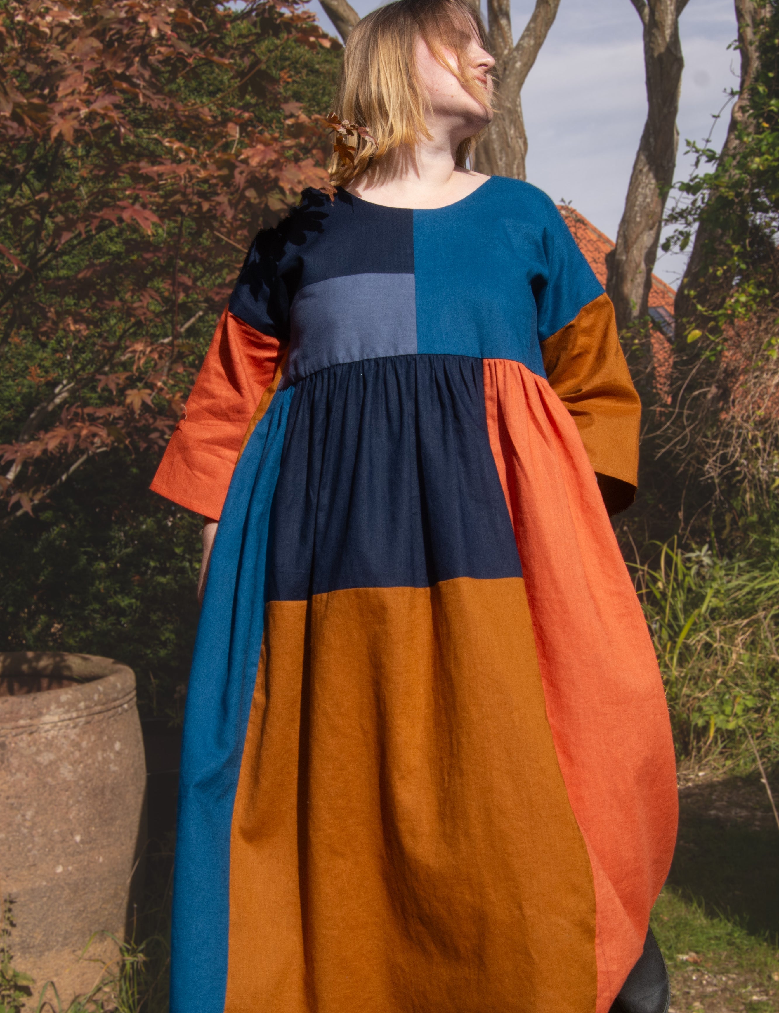The Patchwork Everything Dress in Autumn linens - House of Flint