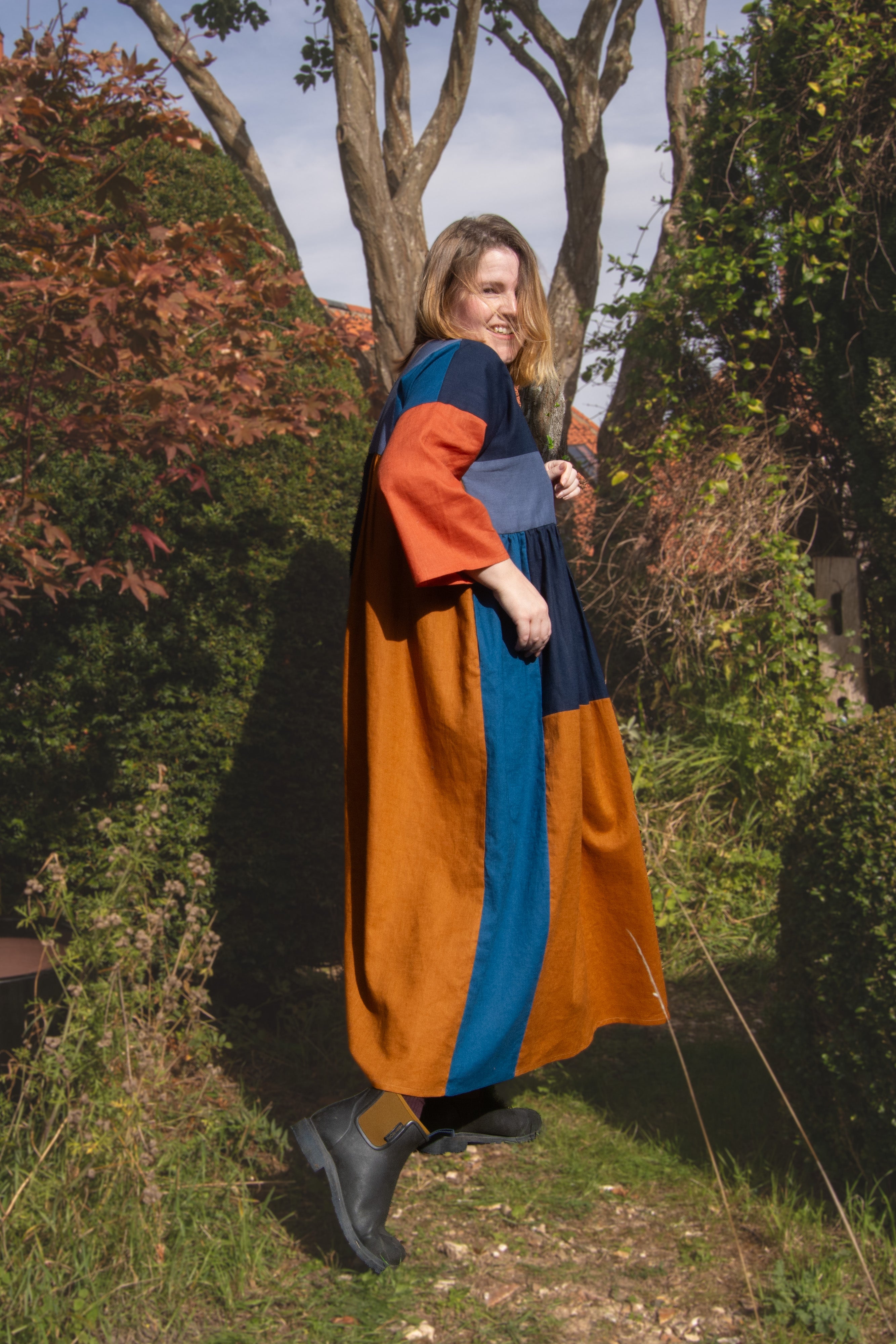The Patchwork Everything Dress in Autumn linens - House of Flint