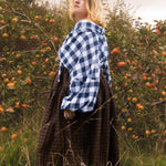 The Oak Skirt - Brown + Black checked linen - House of Flint