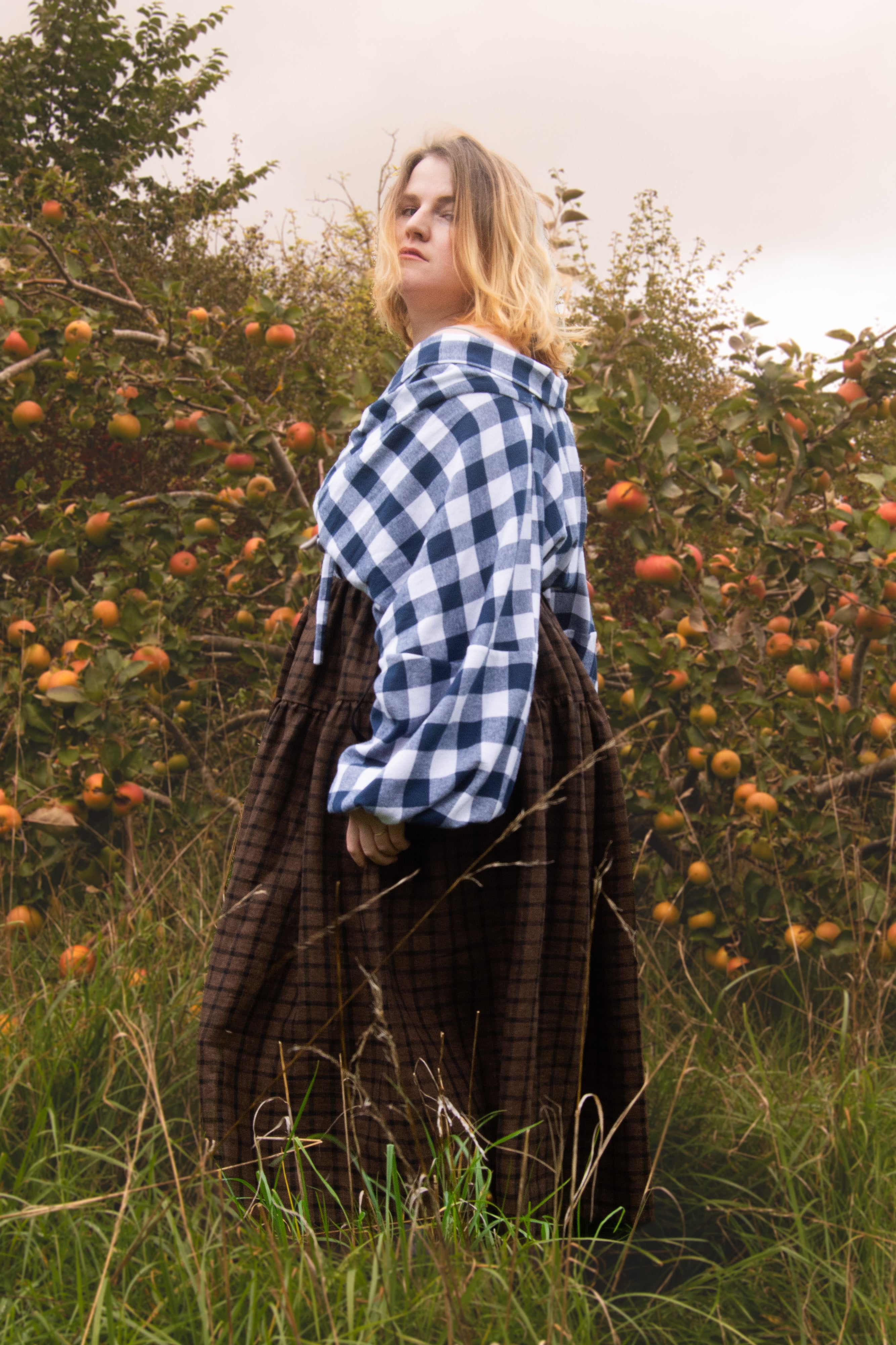 The Oak Skirt - Brown + Black checked linen - House of Flint
