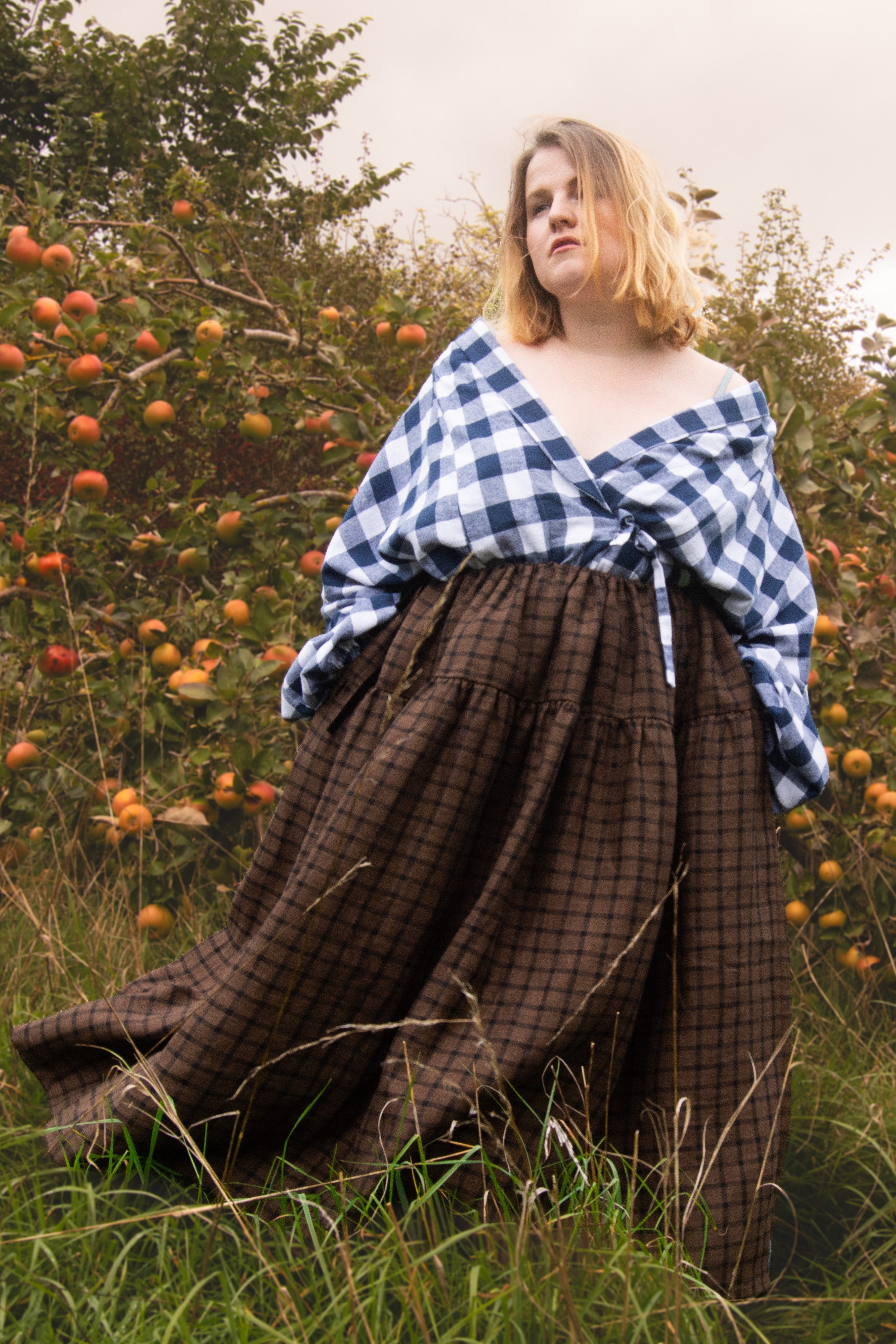 The Oak Skirt - Brown + Black checked linen - House of Flint