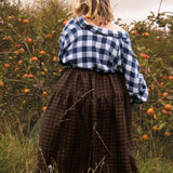 The Oak Skirt - Brown + Black checked linen - House of Flint