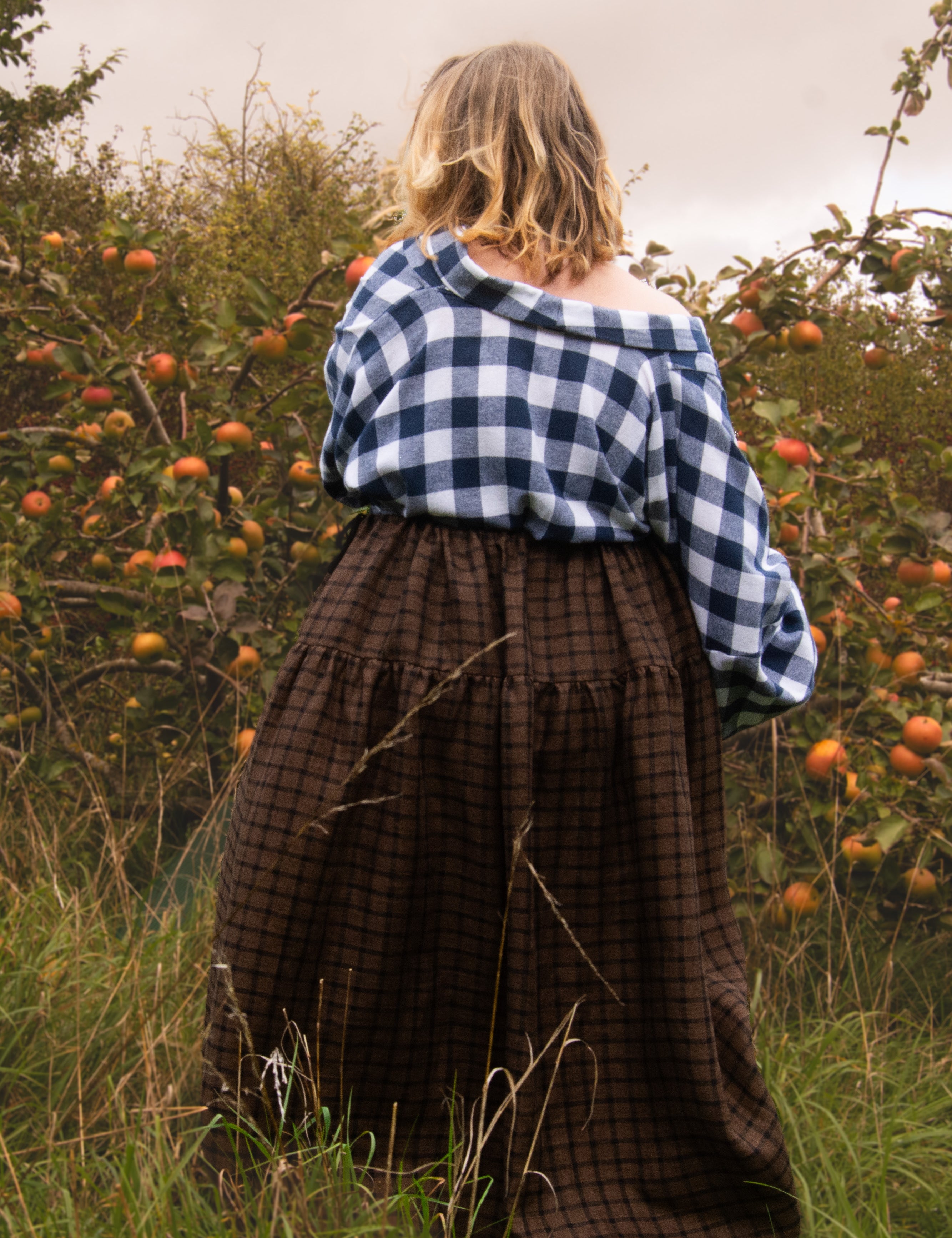The Oak Skirt - Brown + Black checked linen - House of Flint
